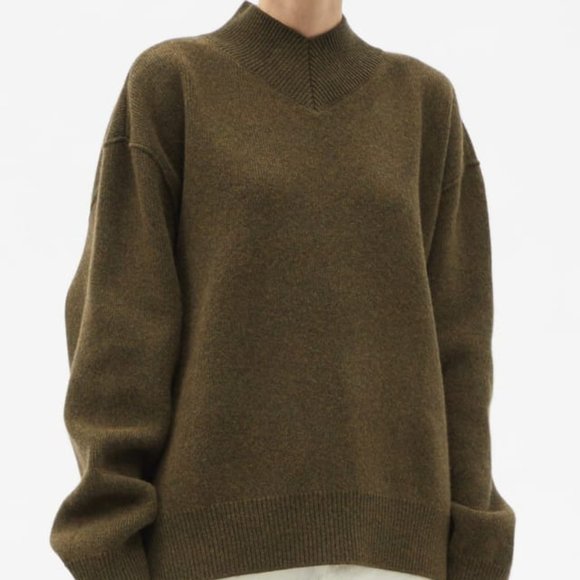 ~ISO~ Raey Displaced Sleeve V Neck Sweater, Khaki or Black - Picture 2 of 3